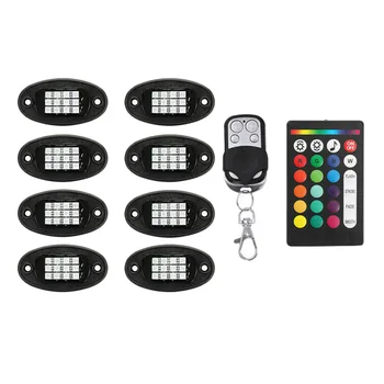 

8Pcs Neon LED Rock Light Kit RGB Under Glow Lamp Offroad Car Truck