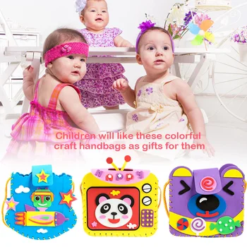 

Kids Baby Cartoon DIY EVA Hand Sewing Handbag Colorful Handmade Manual Craft EVA Foam Sticker Sewing Bags Toy