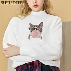 Женские Модные принтованные всеразмерные кофты Bubble Cat Lady casual уличная Harajuku пуловер Белый Розовый женские толстовки