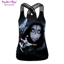 Летний женский спортивный жилет террор 3D принт рубашка для йоги и бега Camis Черная майка Крест Холтер спортивный бюстгальтер фитнес жилет Блузка