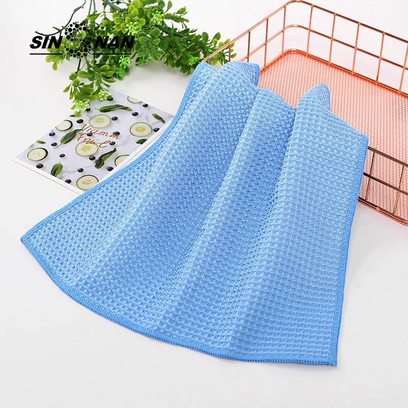 SINSNAN 10PC 30X30cm Microfiber Waffle Weave Cloth Kitchen Rags For Home Super Absorbent Dishcloth Car Glass Foor Cleaning Cloth