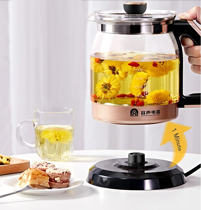 220V Automatic Kettle Health Care Kettle Thick Glass 1.2L Electric Teapot Insulation Electric Water Cooker Water Boiling Pot 2