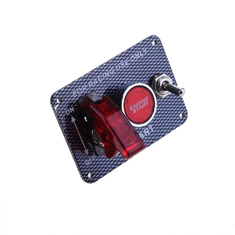

30A Carbon car modification LED one-button start illuminated ignition switch Car circuit modification 5-in-1 combination switch