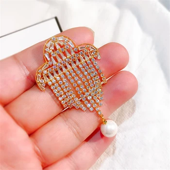 

Fashion Rhinestone Multi Tassel Brooches Pins Coat Suit Scarf Pin Gorgeous Bouquet Pin Jewelry Brooch for Women Broche femme