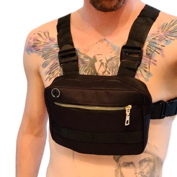 

Adjustable Oxford Tactical Chest Rig Hip Hop Streetwear Waist Packs Black Men Chest Bag Functional Shoulder Bag Kanye West G108
