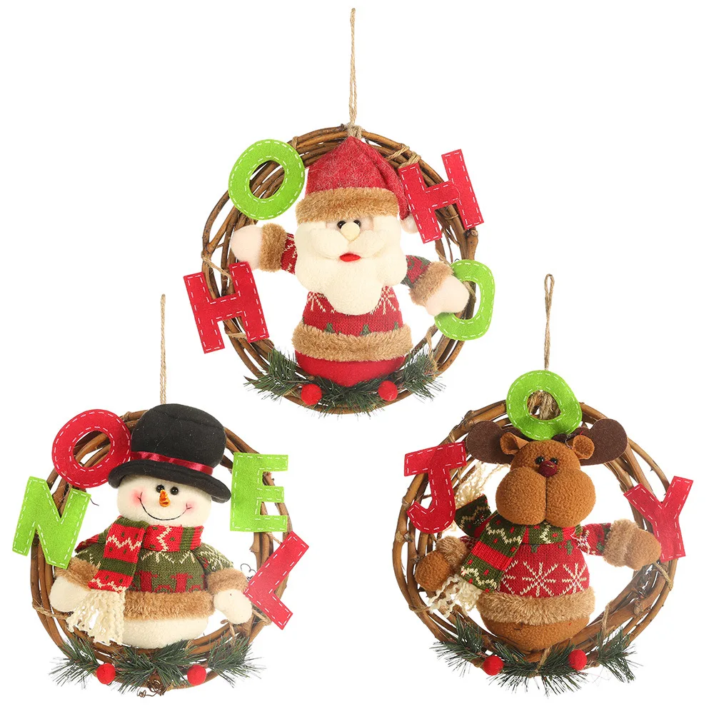 

1Pc Christmas Decorations Cartoon Rattan Pendant Stereo Doll Garland Ornaments Tree Hanging Window Dress Up Holiday Decorations