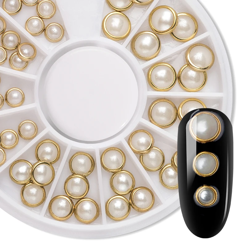 RBAN NAIL 3D Nail Decoration In Wheel Different Size /shape Various Beads Nail Decoration Pearl Diy Nail Art Manicure Decoration - Цвет: Q02146