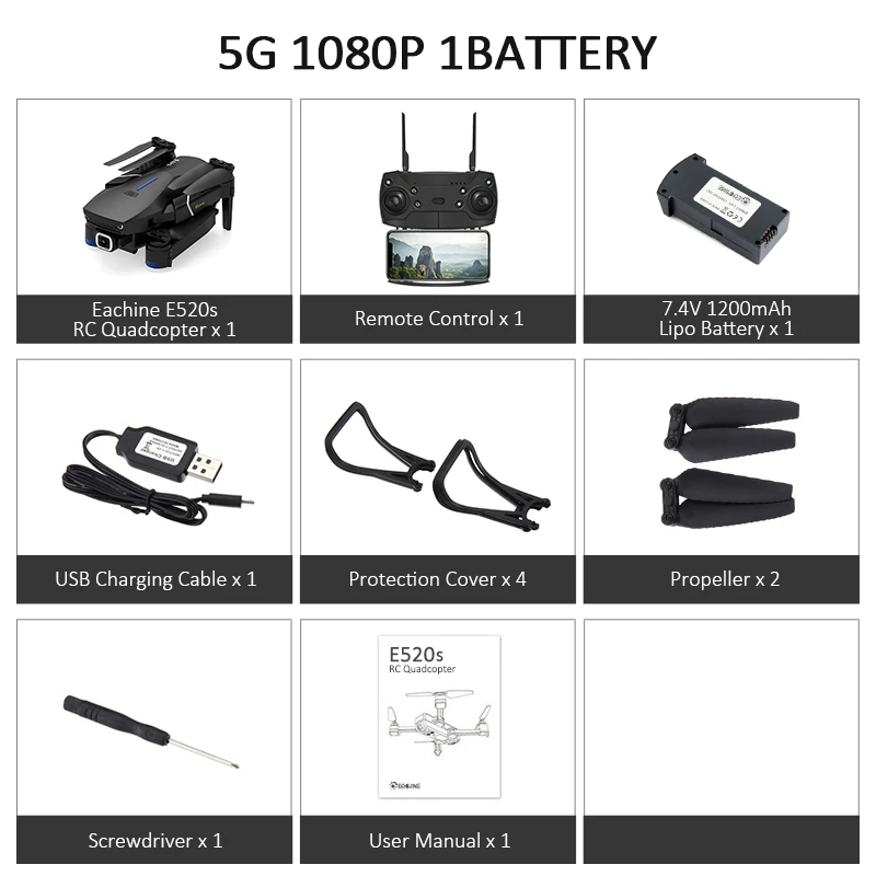 5G 1080P 1Battery Eachine E520S gps WI-FI 4K с видом от первого лица/1080 P HD Широкий формат Камера 16 минут времени полета складной Дрон Квадрокоптер с дистанционным управлением для вертолетов - Цвет: 5G 1080P 1Battery