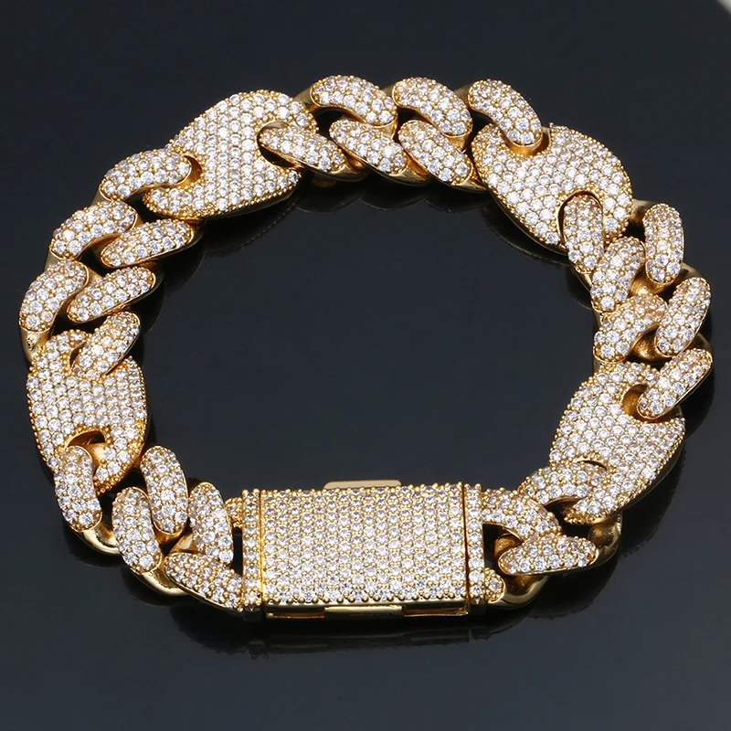 Iced Out кубинский набитый хрусталем ожерелье браслет набор рок стиль Роскошные мужские хип хоп ювелирные изделия Высокое качество с подарочной коробкой Прямая