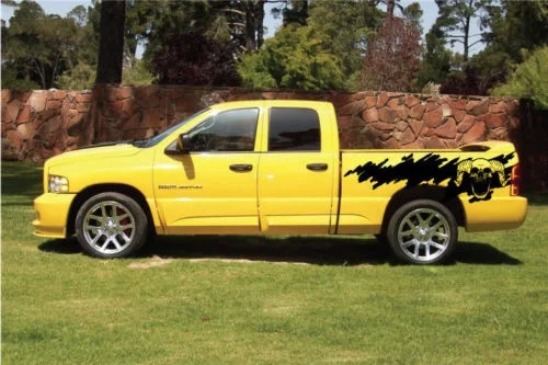 Для 1 комплект 2 шт. HEMI Dodge Ram Splash Grunge логотип черепа виниловая наклейка Графический светоотражающий автомобильный Стайлинг