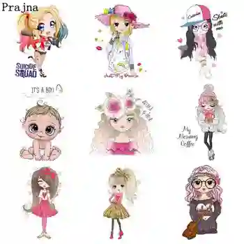 

Prajna Iron on Transfer Beautiful Girl Patches for Clothes Stripes Badges DIY Iron Heat Transfer Vinyl Stickers Thermal Applique