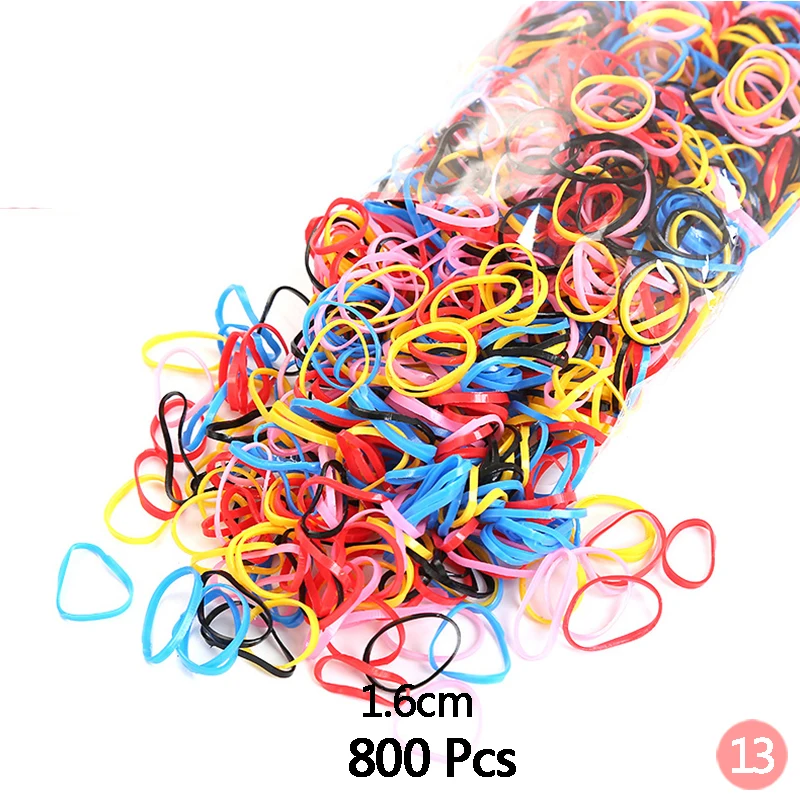 2500/1000/800/500 шт./лот цветная одноразовая эластичная резинка для волос для девочек, милая резинка для волос «конский хвост», аксессуары для волос - Цвет: 1.6x800 13