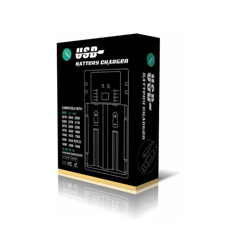 2 слота USB зарядное устройство для 18650 20700 21700 26650 18350 10500 AA/AAA перезаряжаемый литиевый Liion