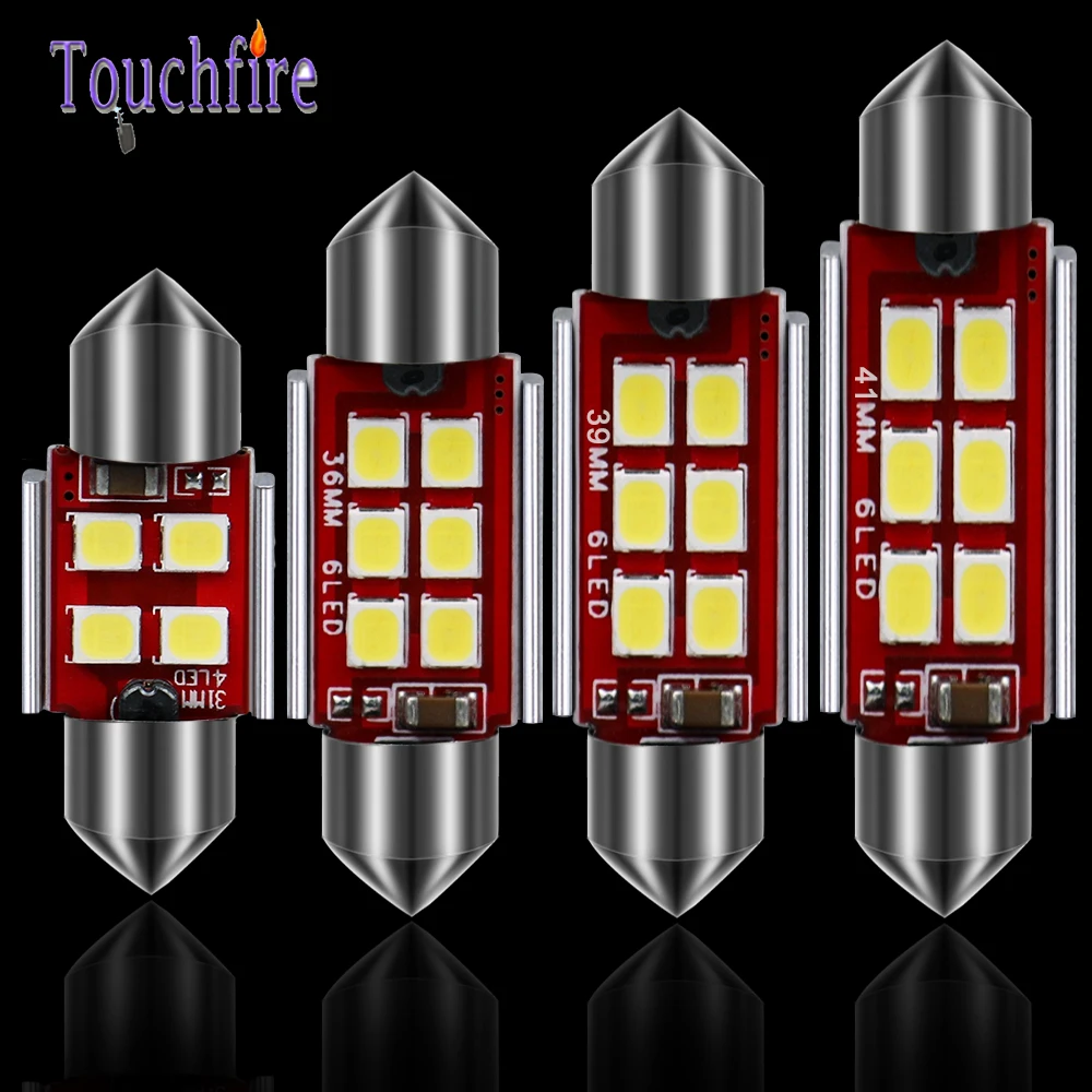 100 шт. C5W гирлянда светодиодный 31 36 39 41 мм белый 3030 6smd купольная карта для Чтения номерного знака внутренний светильник Авто Лампа 12 В
