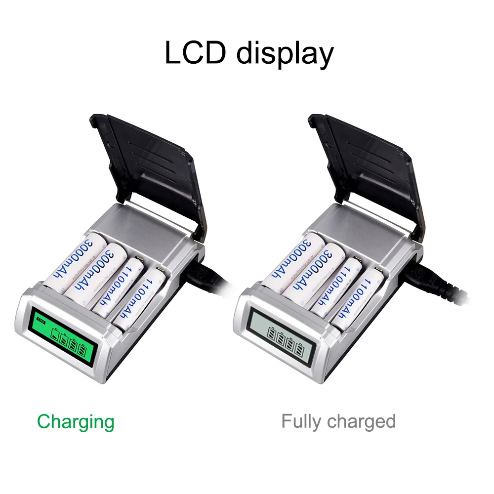 8pcs 1100mAh AAA NI-MH nimh ni mh rechargeable battery+ smart charger for AA AAA rechargeable battery fast charge LCD display
