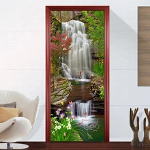 

Waterfall Scenery DIY Door Sticker Mural Wallpaper Background Wall Painting Living Room Bedroom Sticker Self Adhesive Waterproof