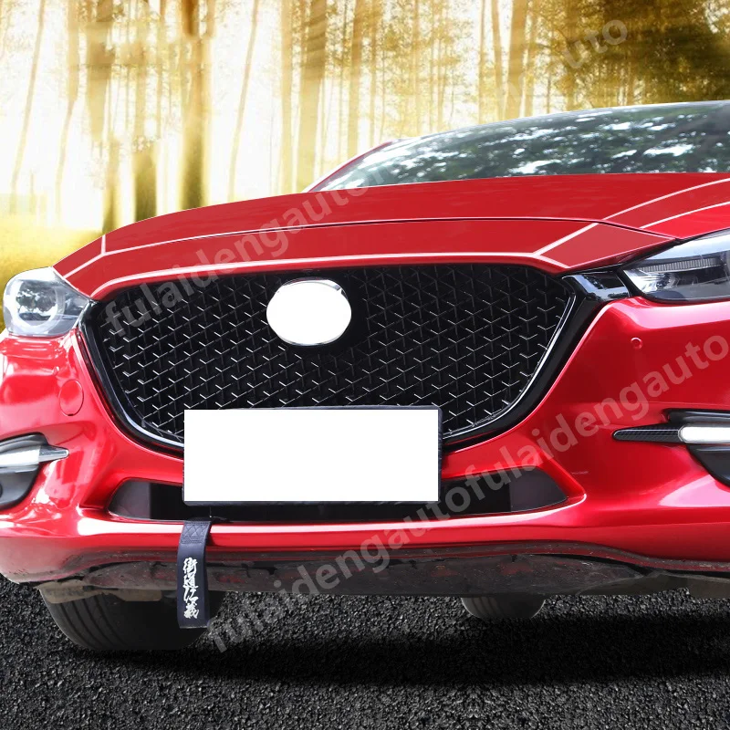 Для Mazda 3 Axela sedan- глянцевый черный сотовый бампер сетка решетка гриль-гриль украшение с серебряным значком авто аксессуары
