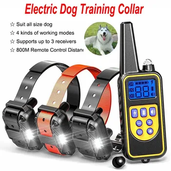 

Pet 800m Electric Dog Training Collar Pet Remote Control Waterproof Rechargeable with LCD Display for All Size Bark-stop Collars