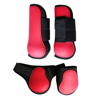 

4pcs PU Shell Front Hind Adjustable Band Running Equestrian Equipment Training Outdoor Horse Leg Boots Riding Jumping Protective
