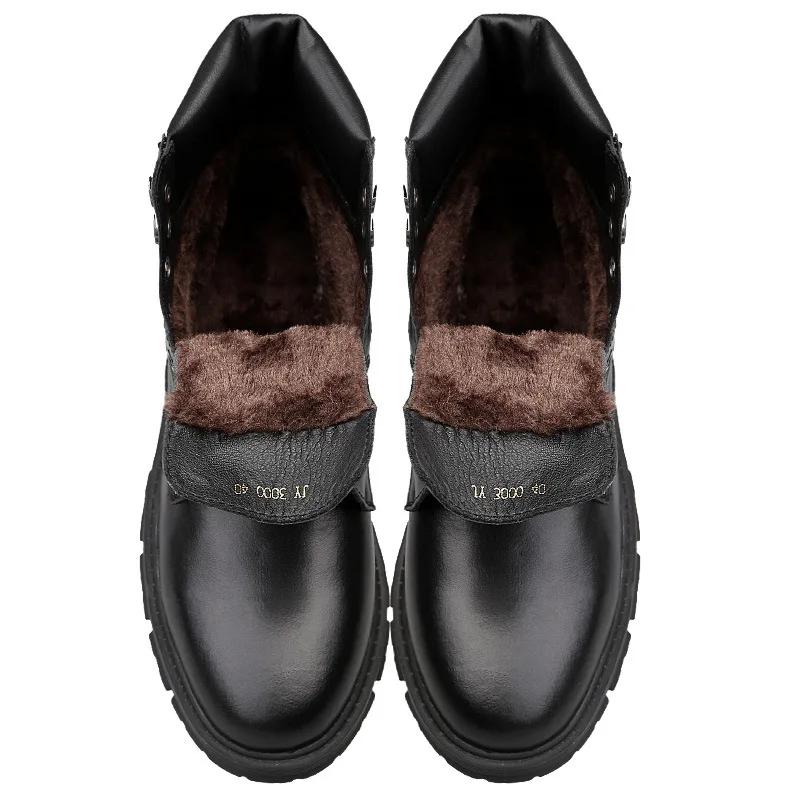 

2019 Winter New Style Korean-style Tube Martin Boots plus Velvet Warm Full-grain Leather Men Casual Leather Boot Shoes
