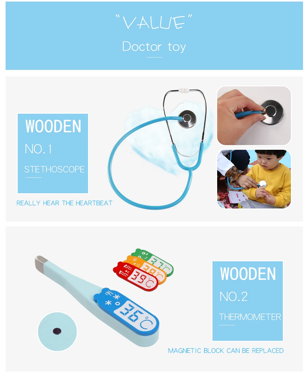 Детские деревянные игрушки, ролевые игры, Набор доктора, медицинский набор медсестры для инъекций, ролевые игры, классические игрушки, Имитационные игрушки доктора для детей