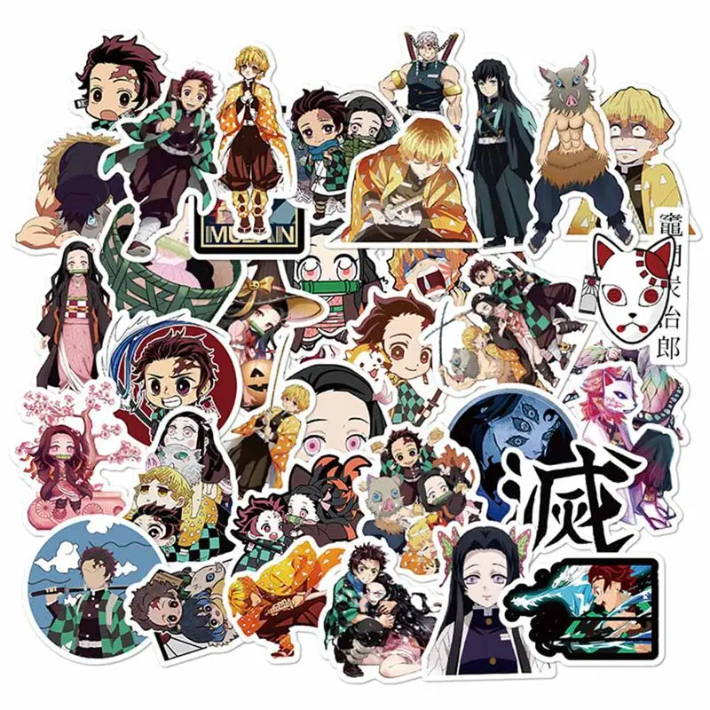 

New 50pcs Anime Demon Slayer Stickers Kimetsu no Yaiba Sticker For Scrapbooking Luggage Laptop Notebook Car Motorcycle Phone Toy