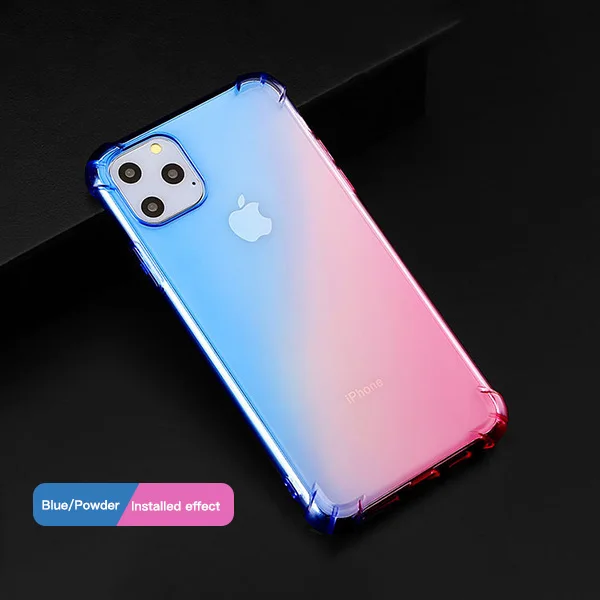 ACCEZZ роскошный противоударный силиконовый чехол для телефона для iPhone 11 Pro Max цветная прозрачная защитная задняя крышка чехол для телефона s Coque - Цвет: Blue Powder