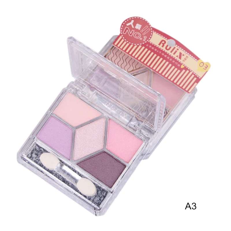 5 Colors Matte Eyeshadow Pallete Waterproof Long-lasting Glitter Eye Shadow Palette Cosmetic Portable Beauty Eye Makeup - Color: A3