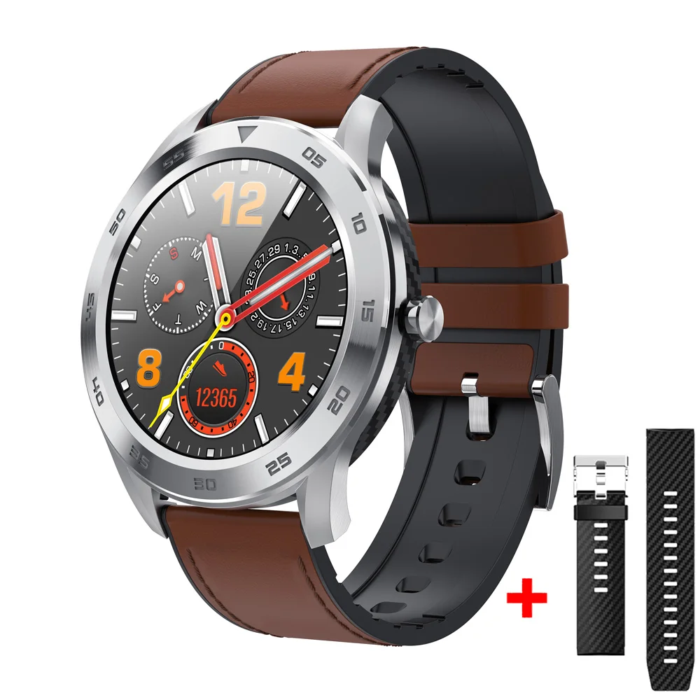 silver Dark brown LEMDIOE Bluetooth вызова Смарт часы для мужчин водонепроницаемый IP68 Мульти Циферблат сменный ремешок ЭКГ Ppg Smartwatch для huawei Iphone - Цвет: silver Dark brown
