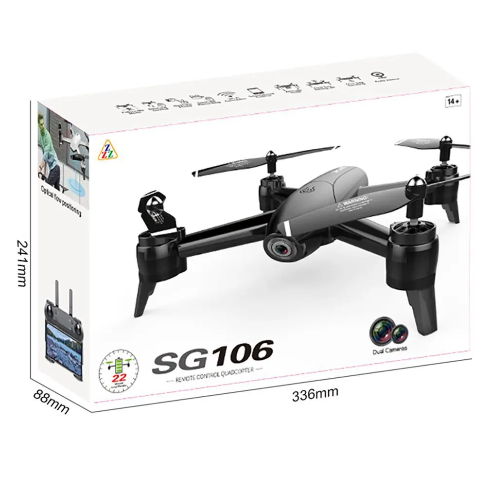 SG106 Dual Camera 4K Wide Angle Wifi FPV RC Drone Quadcopter 2 Batteries L5H0 