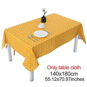 

Indoor Outdoor Dining Table Rectangle Tablecloth Yellow Checkerboard Pattern Kitchen Patio Spill Proof Cotton Linen Party Picnic