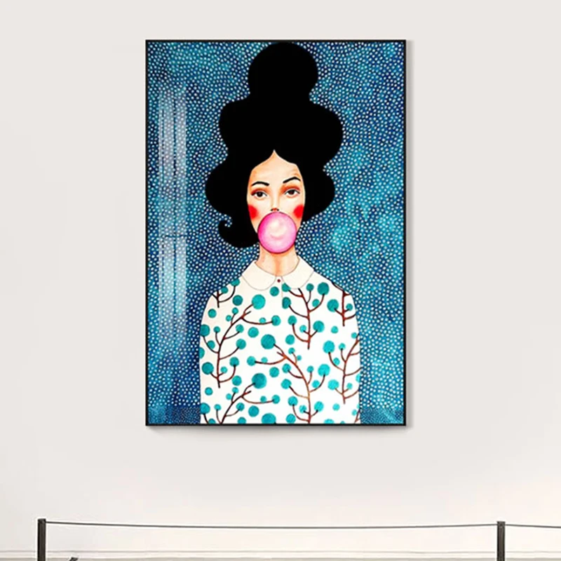

OUCAG Modern Girl Figure Poster And Prints Unframed Canvas Painting Graphic Wall Art Pictures Decoration for Living Room Office