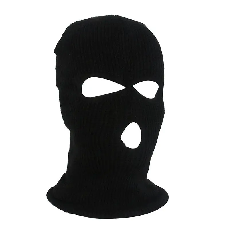 black AOZBZ армейская тактическая зимняя теплая маска для лица, лыжная велосипедная Балаклава с 3 отверстиями, капюшон, шапка для 15,75-24,41 дюймов, окружность головы - Цвет: black