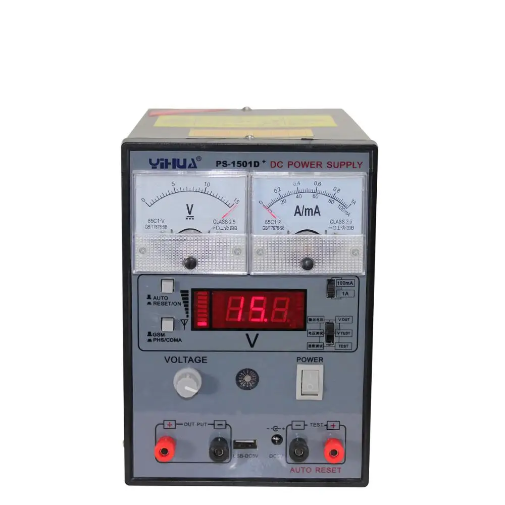 YIHUA 220V 1501D+ 15V 1A Регулируемый источник питания постоянного тока ремонт мобильного телефона тест Регулируемый источник питания