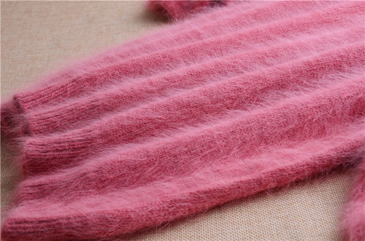 Женские милые короткие свитера средней длины, плюшевые норковые кашемировые кардиганы с круглым вырезом, Ангорский кролик, мех, Свободный вязаный свитер, пальто, пуловер, рекомендуемый мантия