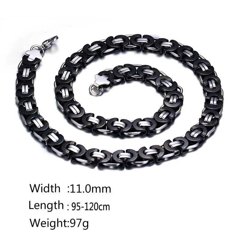 

FXM stainless steel L13 ip gold plated man 11mm wide 2 color Magnet stone steel gold color 95+25cm big chain for punk style
