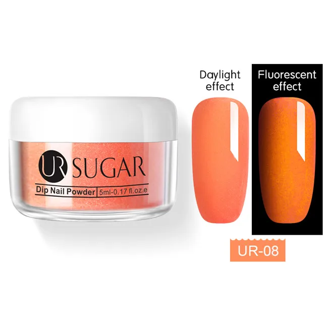 Fluorescence 8 Ur Sugar 5 мл флуоресцентный неоновый Dip порошок для ногтей голографический градиентный блеск пигмент погружающийся порошок для ногтей украшения ногтей DIY - Цвет: Fluorescence 8