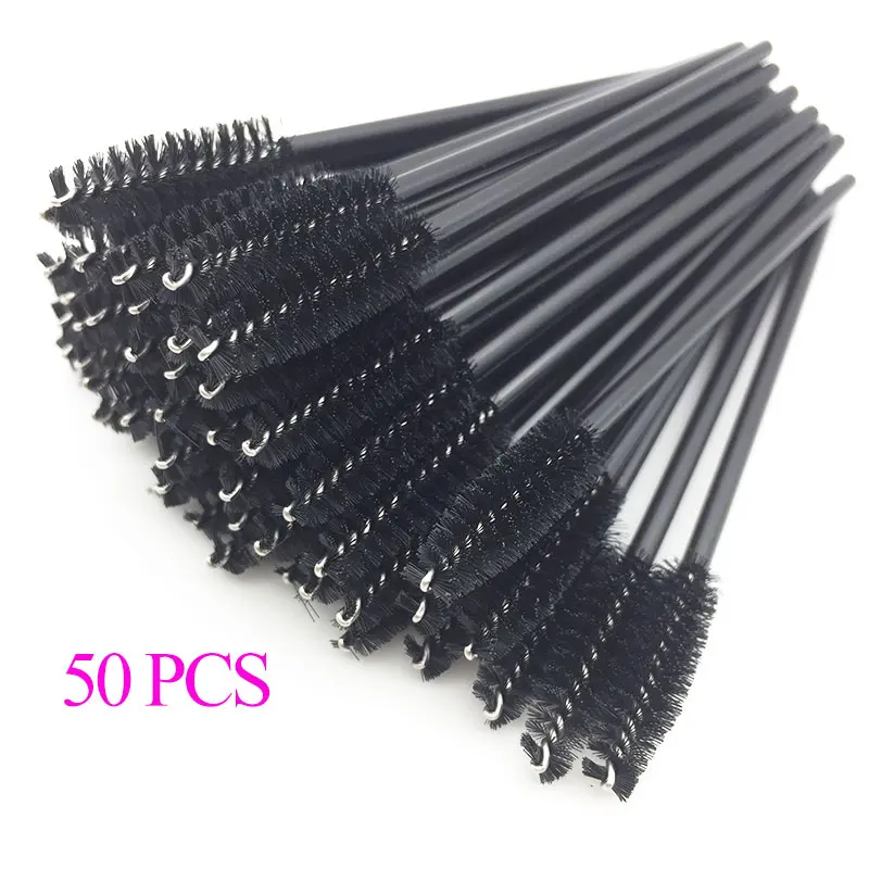 50PCS-BK 2/50 шт. кисти для макияжа одноразовая щеточка для ресниц тушь для ресниц палочки Аппликатор ресницы косметические кисти, макияж, губная помада для макияжа инструмент - Handle Color: 50PCS-BK