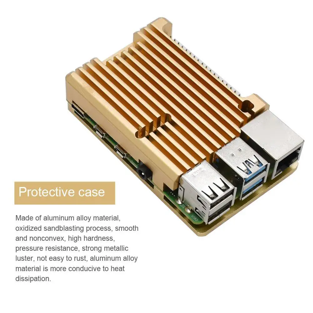 For Raspberry Pi 4 Model B Protective Armor Aluminum Alloy Case Passive Cooling Shell Metal Enclosure Heat Dissipation Cover