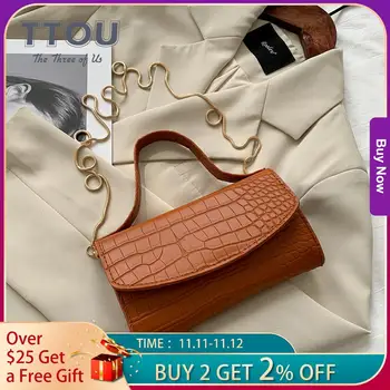 

Mini Women Designed Chain Shoudler Bags Alligator Pattern Ladies Daily Crossbody Bags Female Travel Flap Pu Leather Bags