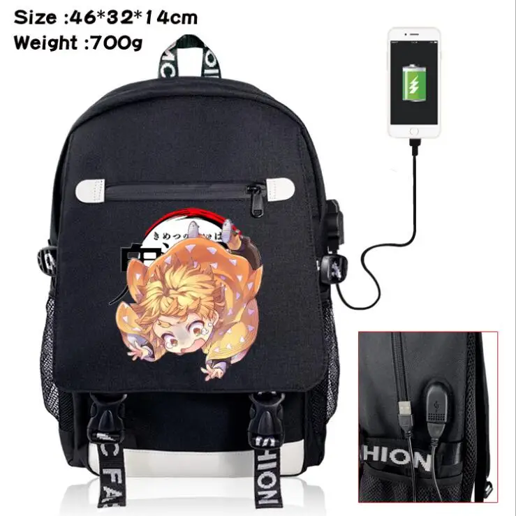 as pictures Ghost Blade Kimetsu no Yaiba USB сумка Поп сумки старшеклассница сумка Mochila Feminina рюкзак для путешествий для мужчин мультяшный - Цвет: as pictures