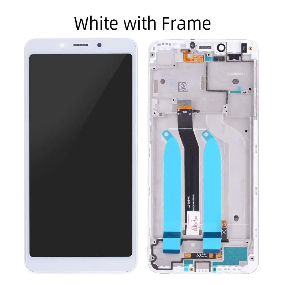 Дисплей для XIAOMI Redmi 6A 6 LCD в сборе с тачскрином на рамке 5.45'' черный белый - Цвет: with Frame White