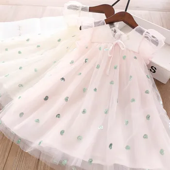 

2020 Summer Girls Lace Embroidered Sequinned Dress Wholesale Children's Clothing