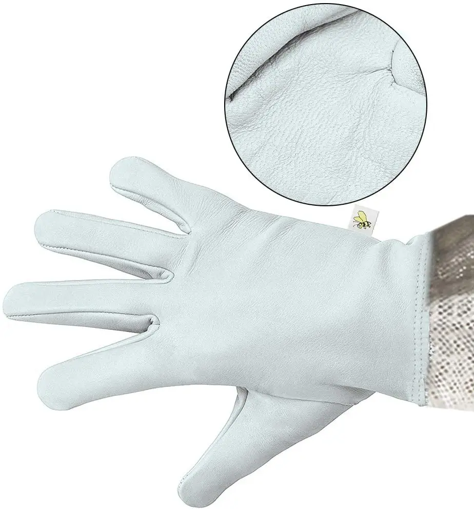 Beekeeping gloves Ultra Mesh Beekeepers Gloves Three-layer Net Ventilation Protect Your Hands Fully Ventilated Goatskin Beekeeping Gloves