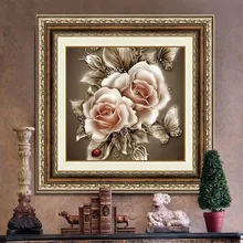 DIY Алмазная картина для дома, настенная вышивка крестиком, нежный цветок, роза, вышивка крестиком, ручная работа, картина для спальни, гостиной