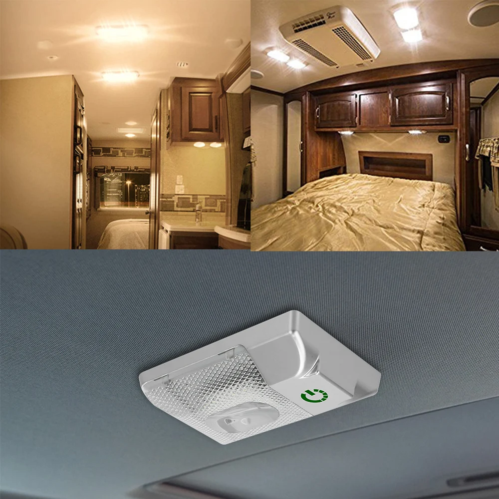 12V RV lampada da soffitto a cupola lampada da lettura per roulotte 24  perline LED Touch Dimmer Switch rimorchio camion Camper accessori auto  interni - AliExpress