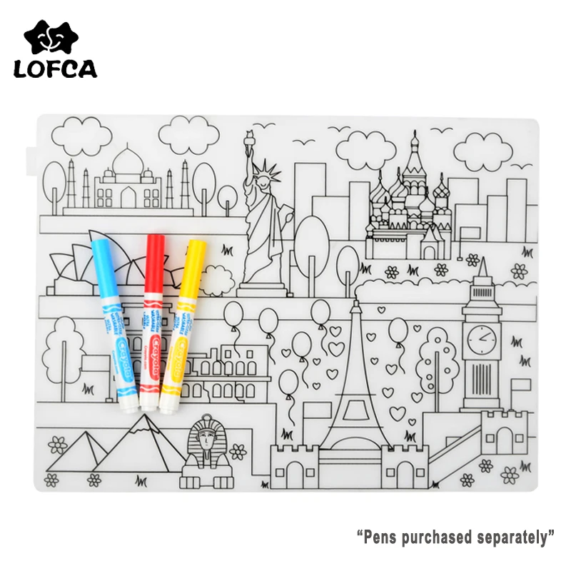

LOFCA 1pc Baby Silicone Placemat Waterproof Tableware BPA Free Silicone Baby Feeding washable Placemat kids Coloring Placemat