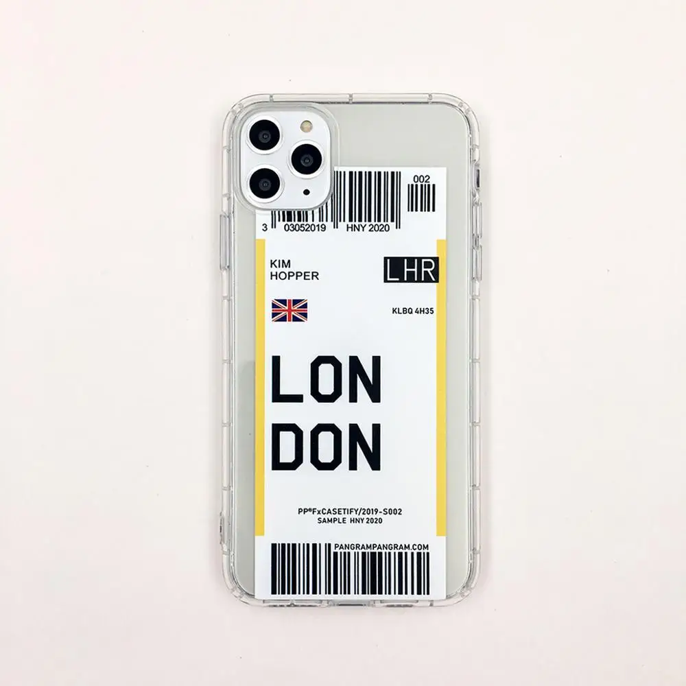 Style 13 Противоударный чехол для iPhone 11 Pro XS MAX 7 8 6 6s Plus XR X, чехол с изображением логотипа города, значок авиа самолета, билетная этикетка, штрих-код, силиконовый чехол - Цвет: Style 13