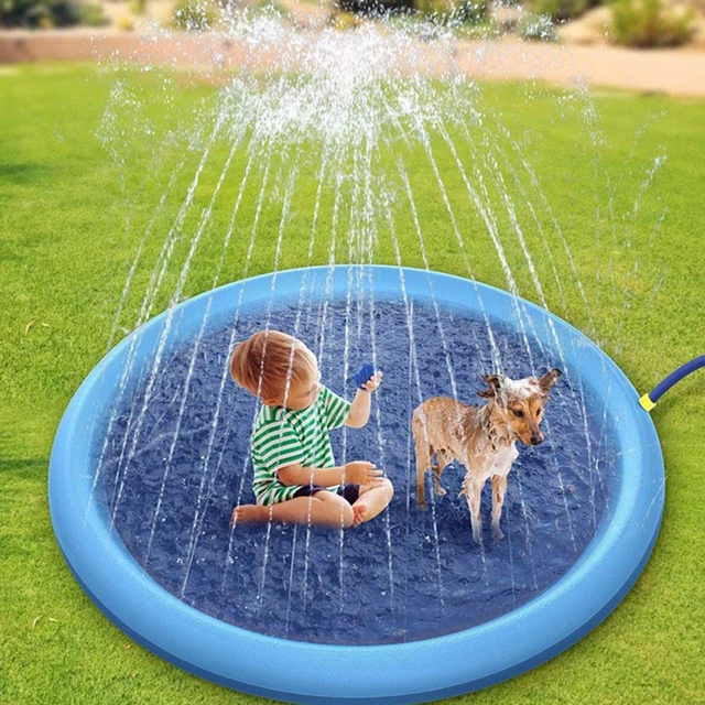 170*170cm Pet Sprinkler Pad Play Cooling Mat Swimming Pool Inflatable Water Spray Pad Mat Tub Summer Cool Dog Bathtub for Dogs 4