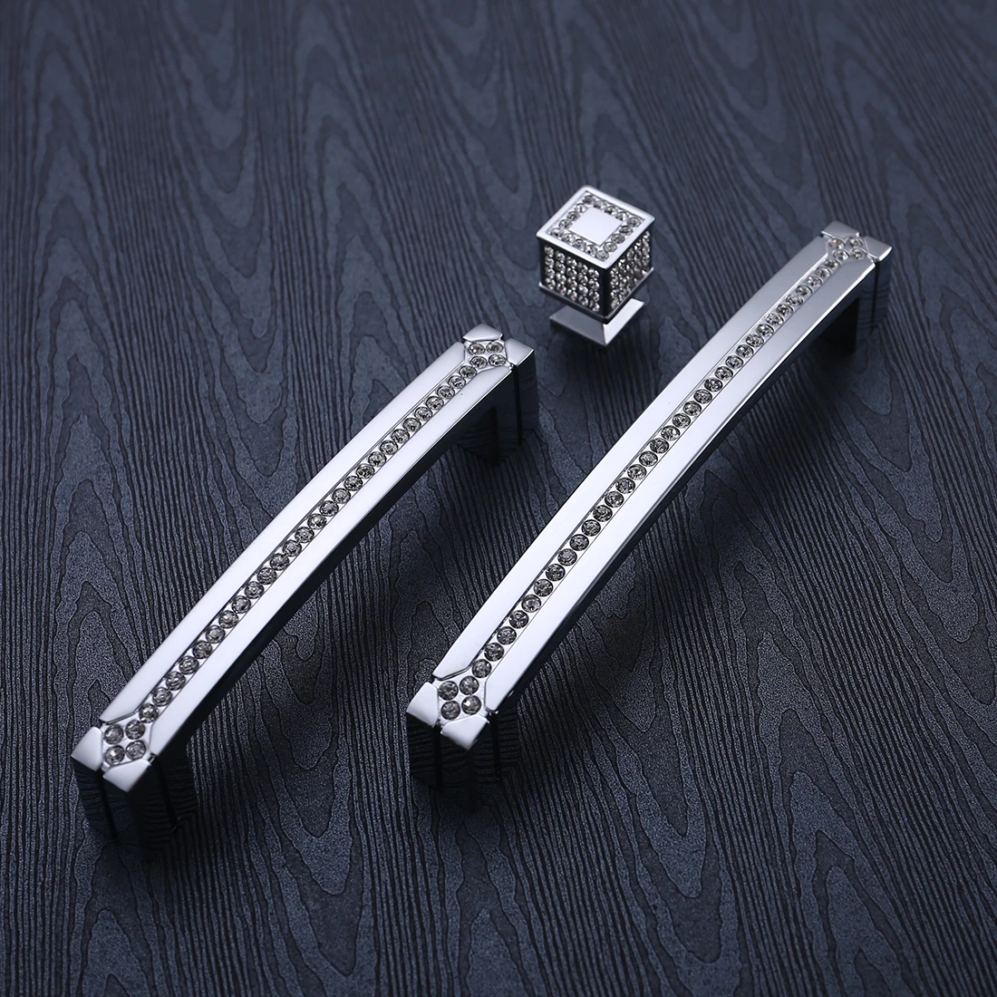 Furniture Drawer Pulls 24K Real Gold Czech Crystal Drawer Door Handle Furniture Knobs Pull Handles Never Fade Gold & Chrome